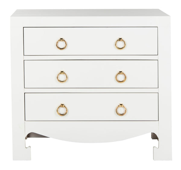 Safavieh Dion Three-Drawer Chest - Elegant Asian-Inspired Design With Modern Finish For Stylish Storage Solutions White/Gold CHS6411A