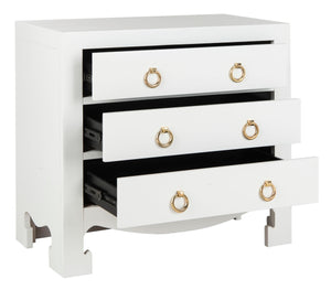 Safavieh Dion Three-Drawer Chest - Elegant Asian-Inspired Design With Modern Finish For Stylish Storage Solutions White/Gold CHS6411A