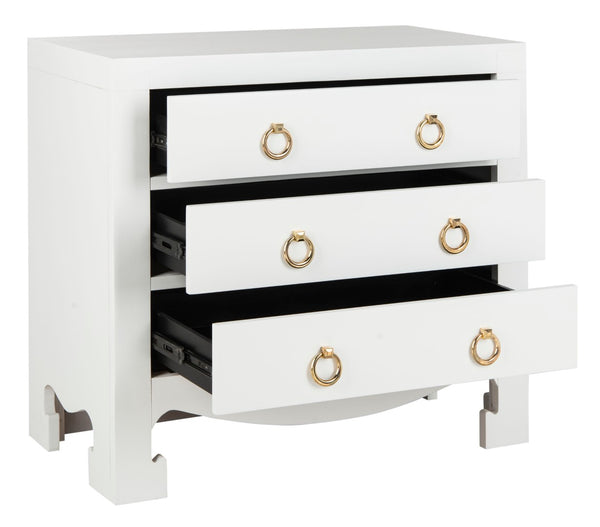 Safavieh Dion Three-Drawer Chest - Elegant Asian-Inspired Design With Modern Finish For Stylish Storage Solutions White/Gold CHS6411A