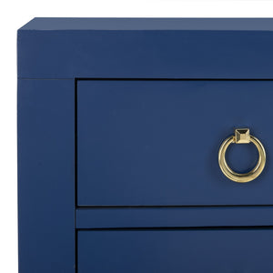 Safavieh Dion Three-Drawer Chest - Elegant Asian-Inspired Design With Modern Finish For Stylish Storage Solutions Lapis Blue/Gold CHS6411B