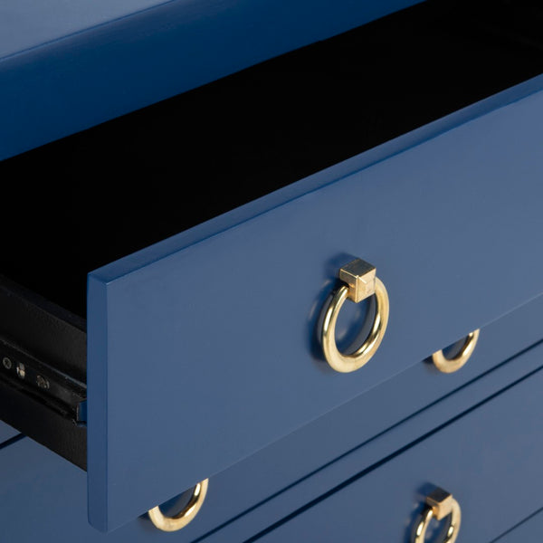 Safavieh Dion Three-Drawer Chest - Elegant Asian-Inspired Design With Modern Finish For Stylish Storage Solutions Lapis Blue/Gold CHS6411B