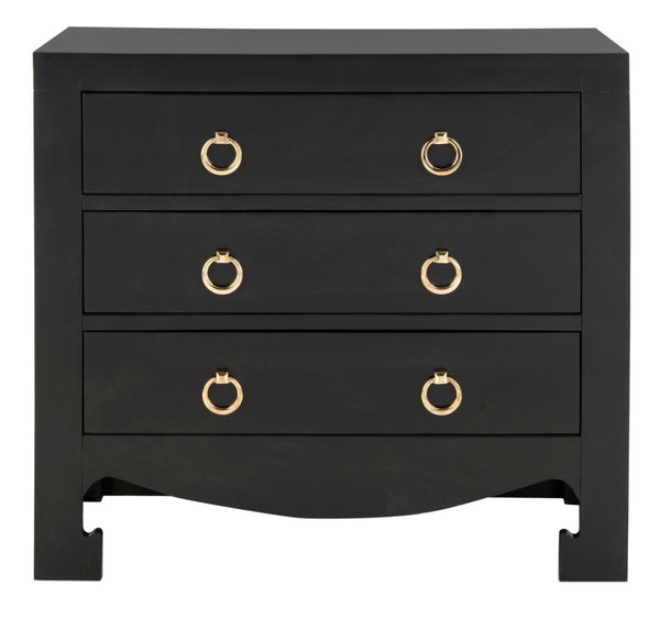 Safavieh Dion Three-Drawer Chest - Elegant Asian-Inspired Design With Modern Finish For Stylish Storage Solutions Black/Gold CHS6411C