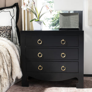 Safavieh Dion Three-Drawer Chest - Elegant Asian-Inspired Design With Modern Finish For Stylish Storage Solutions Black/Gold CHS6411C