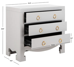 Safavieh Dion Three-Drawer Chest - Elegant Asian-Inspired Design With Modern Finish For Stylish Storage Solutions Grey/Gold CHS6411D