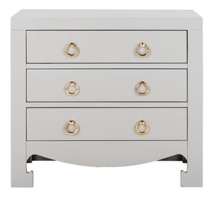 Safavieh Dion Three-Drawer Chest - Elegant Asian-Inspired Design With Modern Finish For Stylish Storage Solutions Grey/Gold CHS6411D
