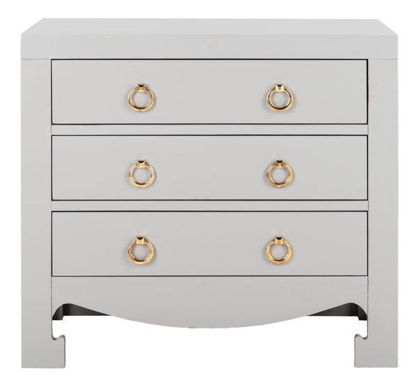 Safavieh Dion Three-Drawer Chest - Elegant Asian-Inspired Design With Modern Finish For Stylish Storage Solutions Grey/Gold CHS6411D