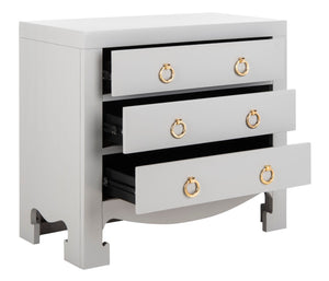 Safavieh Dion Three-Drawer Chest - Elegant Asian-Inspired Design With Modern Finish For Stylish Storage Solutions Grey/Gold CHS6411D