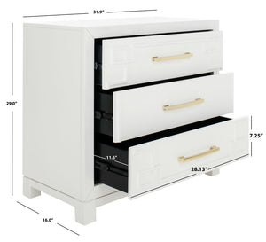 Safavieh Raina 3 Drawer Chest - Chic Chinoiserie-Inspired Storage Solution For Modern And Classic Decor White/Gold CHS6412A