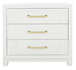 Safavieh Raina 3 Drawer Chest - Chic Chinoiserie-Inspired Storage Solution For Modern And Classic Decor White/Gold CHS6412A