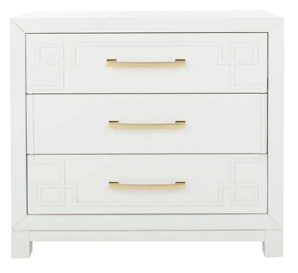 Safavieh Raina 3 Drawer Chest - Chic Chinoiserie-Inspired Storage Solution For Modern And Classic Decor White/Gold CHS6412A