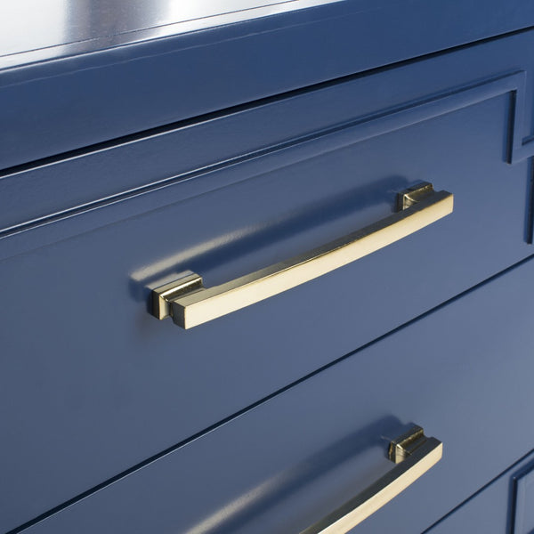 Safavieh Raina 3 Drawer Chest - Chic Chinoiserie-Inspired Storage Solution For Modern And Classic Decor Lapis Blue/Gold CHS6412B