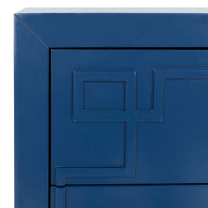 Safavieh Raina 3 Drawer Chest - Chic Chinoiserie-Inspired Storage Solution For Modern And Classic Decor Lapis Blue/Gold CHS6412B