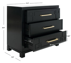Safavieh Raina 3 Drawer Chest - Chic Chinoiserie-Inspired Storage Solution For Modern And Classic Decor Black/Gold CHS6412C