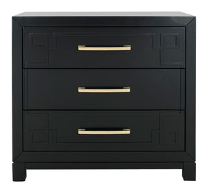 Safavieh Raina 3 Drawer Chest - Chic Chinoiserie-Inspired Storage Solution For Modern And Classic Decor Black/Gold CHS6412C