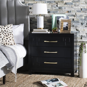 Safavieh Raina 3 Drawer Chest - Chic Chinoiserie-Inspired Storage Solution For Modern And Classic Decor Black/Gold CHS6412C