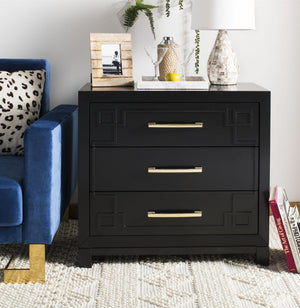 Safavieh Raina 3 Drawer Chest - Chic Chinoiserie-Inspired Storage Solution For Modern And Classic Decor Black/Gold CHS6412C