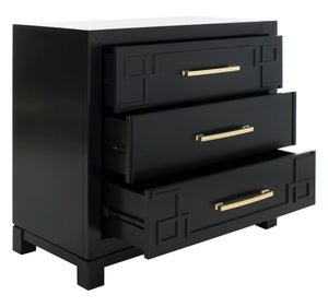 Safavieh Raina 3 Drawer Chest - Chic Chinoiserie-Inspired Storage Solution For Modern And Classic Decor Black/Gold CHS6412C