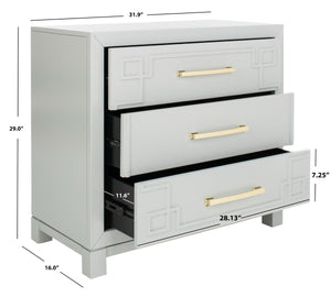 Safavieh Raina 3 Drawer Chest - Chic Chinoiserie-Inspired Storage Solution For Modern And Classic Decor Grey/Gold CHS6412D