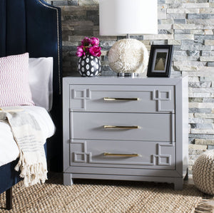 Safavieh Raina 3 Drawer Chest - Chic Chinoiserie-Inspired Storage Solution For Modern And Classic Decor Grey/Gold CHS6412D