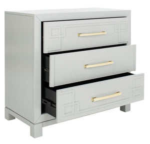 Safavieh Raina 3 Drawer Chest - Chic Chinoiserie-Inspired Storage Solution For Modern And Classic Decor Grey/Gold CHS6412D