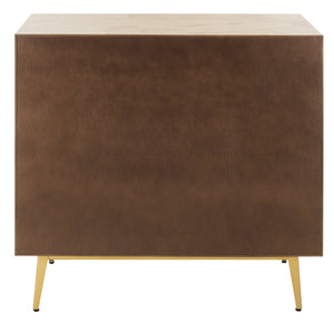 Safavieh Katia Stylish 3 Drawer Chest - Mid-Century Modern Design With Elegant Accents For Timeless Charm Natural/Gold CHS6413A