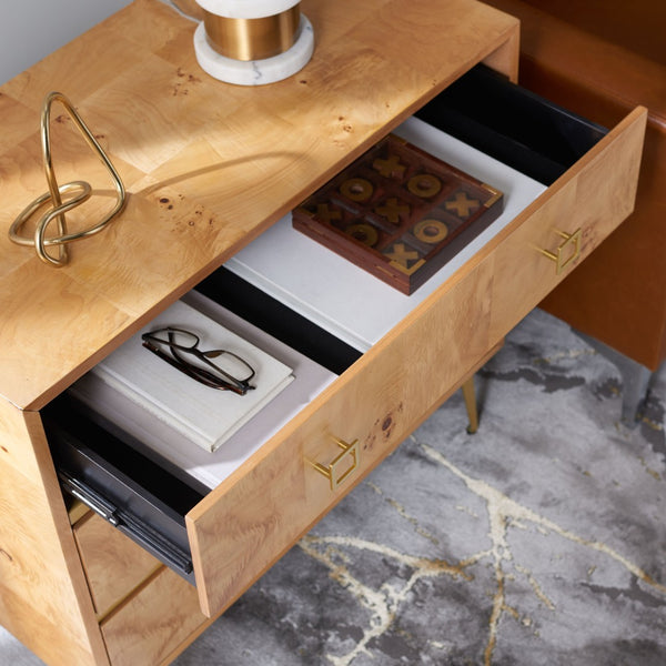 Safavieh Katia Stylish 3 Drawer Chest - Mid-Century Modern Design With Elegant Accents For Timeless Charm Natural/Gold CHS6413A