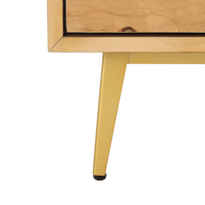 Safavieh Katia Stylish 3 Drawer Chest - Mid-Century Modern Design With Elegant Accents For Timeless Charm Natural/Gold CHS6413A