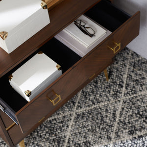 Safavieh Katia 3-Drawer Chest - Mid-Century Modern Storage With Chevron Design & Gold Accents For Style CHS6413B