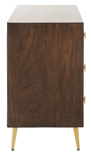 Safavieh Katia 3-Drawer Chest - Mid-Century Modern Storage With Chevron Design & Gold Accents For Style CHS6413B