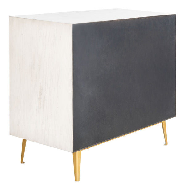 Safavieh Katia Stylish 3 Drawer Chest - Mid-Century Modern Design With Elegant Accents For Timeless Charm White Wash/Gold CHS6413C