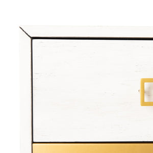 Safavieh Katia Stylish 3 Drawer Chest - Mid-Century Modern Design With Elegant Accents For Timeless Charm White Wash/Gold CHS6413C
