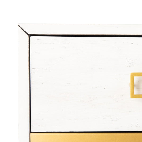 Safavieh Katia Stylish 3 Drawer Chest - Mid-Century Modern Design With Elegant Accents For Timeless Charm White Wash/Gold CHS6413C