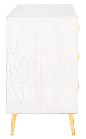Safavieh Katia Stylish 3 Drawer Chest - Mid-Century Modern Design With Elegant Accents For Timeless Charm White Wash/Gold CHS6413C