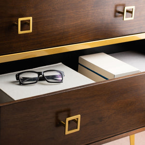 Safavieh Katia Three-Drawer Chest In Walnut With Brass Accents - Chic Storage Solution For Modern Spaces CHS6413D