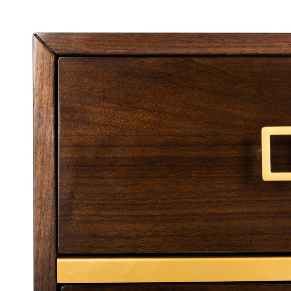 Safavieh Katia Three-Drawer Chest In Walnut With Brass Accents - Chic Storage Solution For Modern Spaces CHS6413D