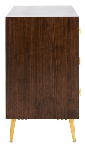 Safavieh Katia Three-Drawer Chest In Walnut With Brass Accents - Chic Storage Solution For Modern Spaces CHS6413D