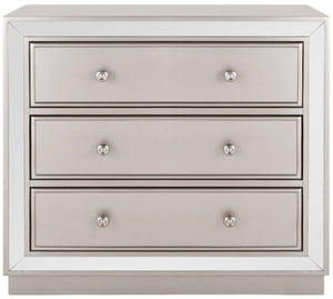 Safavieh Basie 3-Drawer Chest: Chic Mirrored Storage Solution For Modern Living Rooms, Bedrooms, Or Hallways Champagne CHS6414A