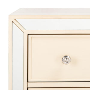 Safavieh Basie 3-Drawer Chest: Chic Mirrored Storage Solution For Modern Living Rooms, Bedrooms, Or Hallways Antique Beige CHS6414B