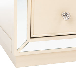 Safavieh Basie 3-Drawer Chest: Chic Mirrored Storage Solution For Modern Living Rooms, Bedrooms, Or Hallways Antique Beige CHS6414B