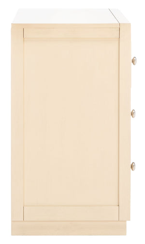 Safavieh Basie 3-Drawer Chest: Chic Mirrored Storage Solution For Modern Living Rooms, Bedrooms, Or Hallways Antique Beige CHS6414B