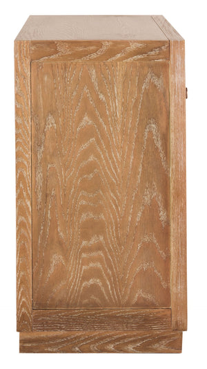 Safavieh Kenta Modern 3-Drawer Chest With Rustic Oak Finish And Beige Linen Panels For Stylish Storage Solutions CHS6415A