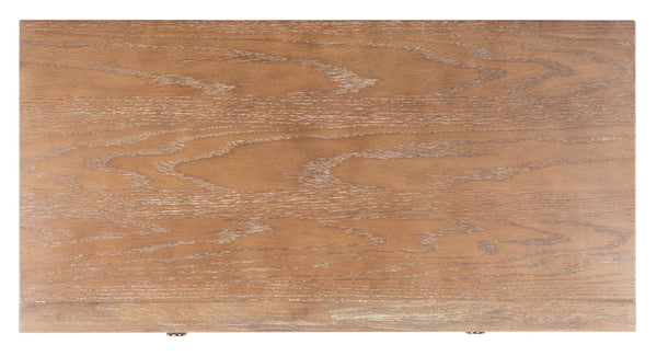 Safavieh Kenta Modern 3-Drawer Chest With Rustic Oak Finish And Beige Linen Panels For Stylish Storage Solutions CHS6415A
