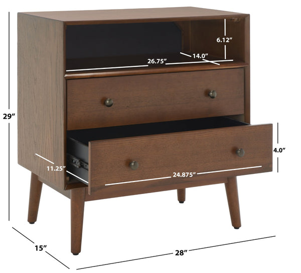 Safavieh Scully Mid-Century 2 Drawer Chest With Open Shelf - Stylish Storage Solution For Any Room CHS6416C