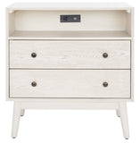 Safavieh Scully 2 Drawer 1 Shelf Chest with Usb White Wash / Gold CHS6417A