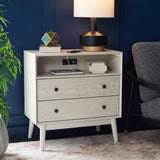 Safavieh Scully 2 Drawer 1 Shelf Chest with Usb White Wash / Gold CHS6417A