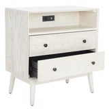 Safavieh Scully 2 Drawer 1 Shelf Chest with Usb White Wash / Gold CHS6417A