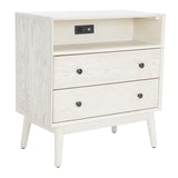 Safavieh Scully 2 Drawer 1 Shelf Chest with Usb White Wash / Gold CHS6417A