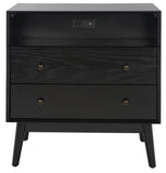 Safavieh Scully 2 Drawer 1 Shelf Chest with Usb Black / Gold CHS6417B