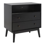 Safavieh Scully 2 Drawer 1 Shelf Chest with Usb Black / Gold CHS6417B