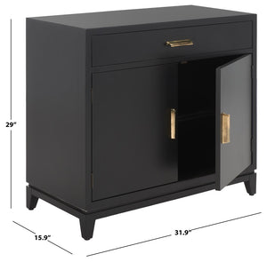 Safavieh Nigel 2 Door 1 Drawer Chest XII23 Black / Brass Wood CHS6600D
